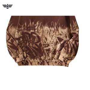 Sudadera con capucha larga para mujer, superventas, estilo callejero desgastado a mano, diseño de punto, Color personalizado, sudadera de algodón 2025, 100% - Product Image 3