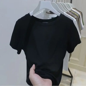 Camiseta de manga corta para mujer, ropa transpirable para mujer, Camisetas básicas ajustadas de verano, camisetas de algodón 2025, camisetas informales con cuello redondo para mujer - Product Image 6