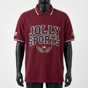 Mens Polo <b>Shirt</b> 220 GSM Cotton Polyester Pique Maroon Custom Embroidery Patch Logo Premium Fit Men's Polo <b>Shirts</b> - Product Image 4