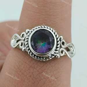 แหวนออโรร่า มิสติก โทแพซ เงินแท้ 925 แหวนสัญญาทำมือ - Product Image 4