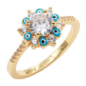 Anelli per malocchio placcati in oro regolabili alla moda con intarsio geometrico artiglio che si liberano per i bambini principalmente in lega di pietra preziosa di rame - Product Image 1