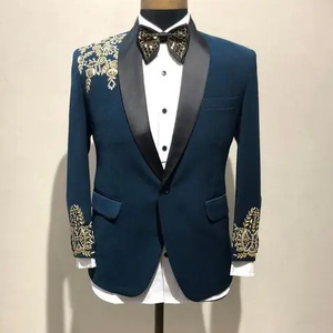 TRENDY---DESIGNER GOLD ZARI EMBROIDERY on BLAZER ,WHITE SHIRT WITH <b>PANT</b> TUXEDO SUITS for PARTY-WEAR/WEDDING @ 2023 - Product Image 1