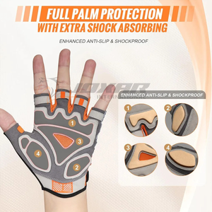 ถุงมือปั่นจักรยานครึ่งนิ้วสำหรับฤดูร้อนถุงมือหนังจากปากีสถาน - Product Image 1