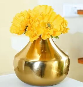 Jarrón con marco de hierro dorado en metal moderno, perfecto para una elegante decoración del hogar y elegantes exhibiciones florales - Product Image 2