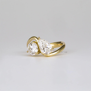Toi et Moissanite แหวนหมั้น2.06 CT ลูกแพร์และหินกลมตัดทันสมัยแหวนหินสองชิ้นใน14K/18K แข็งโรสโกลด์ - Product Image 2