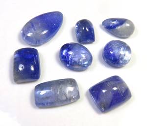 Piedras preciosas sueltas de tanzanita azul 8-17mm Natural Bio tanzanita cabujón suave Bio tanzanita mezcla forma 34cts 8 Uds lote al por mayor - Product Image 2