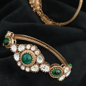 ชุดเครื่องประดับทองเหลือง Polki ชุดเครื่องประดับขัดทองด้านขนาด2.4 2.6ชุบทองเครื่องประดับแฟชั่นสำหรับงานแต่งงานงานหมั้น - Product Image 1