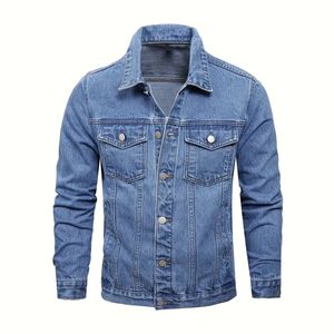 Veste en jean coupe-vent d'hiver pour hommes de haute qualité personnalisée Style Vintage avec rivets bavures tricotés 100% coton délavé à l'acide bleu - Product Image 1