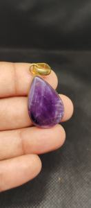 จี้ทองเหลืองทำมือประดับพลอยอะมีทิสต์ธรรมชาติทรงหลังเบี้ยสีน้ำเงินและจี้อะมีทิสต์ - Product Image 6