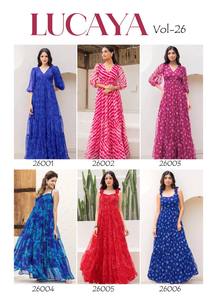 Vestido Tradicional de Crepé Malai con Forro Interior de Georgette Estampado Digital para Fiestas - Product Image 6