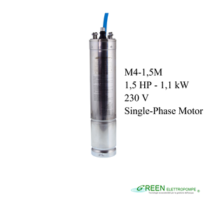 Motor Sumergible Eléctrico de Producción Italiana M4-1,5M, Bomba de Agua Sumergible para Pozos Profundos de 4 Pulgadas, Lleno de Aceite - Product Image 1