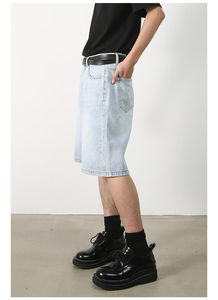 Short en jean décontracté avec logo personnalisé pour hommes short en toile respirante à séchage rapide short en jean écologique à fermeture éclair vente en gros - Product Image 3