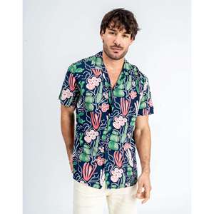 Imperio Shop Cactus camicia blu hawaiana da uomo stampata su comodo cotone per vacanza al mare o abbigliamento Casual - Product Image 3