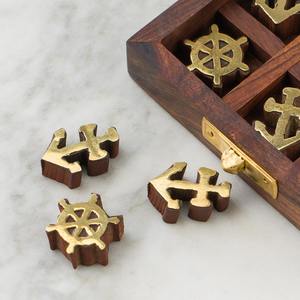 Coffret Cadeau Nautique de Luxe en Bois avec Ancre et Roue de Bateau, Jeu de Tic Tac Toe, Ensembles Cadeaux, Support OEM - Product Image 6