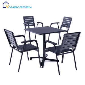 Mesa preta quadrada empilhável de alumínio Mesa de jantar dobrável ao ar livre com base de metal tipo X Leisure Camping Picnic Cafe Desk - Product Image 1