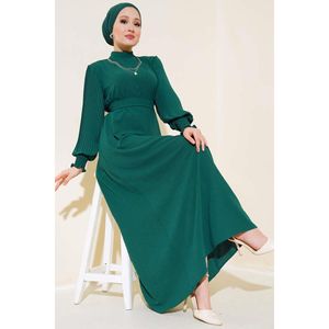 Robe plissée à manches émeraude - Product Image 2