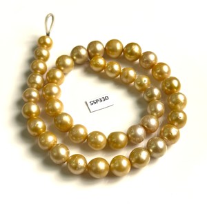 Cuentas redondas de perlas doradas naturales del Mar del Sur, perlas reales de agua salada de 8-9mm, venta al por mayor, perlas doradas sueltas del Mar del Sur, suministro a granel de 16 pulgadas - Product Image 2