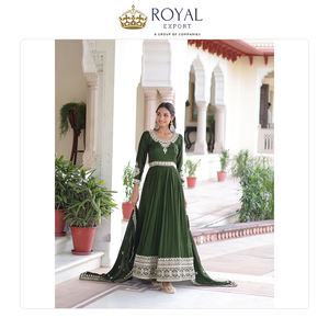 Traje Anarkali de la Mejor Calidad, Ropa Tradicional India para Mujer, Vestido de Novia de Seda Vichitra con Bordado de Lentejuelas - Product Image 2