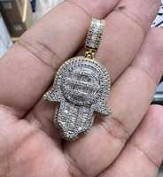 Humza main diamant pendentif Baguette et rond brillant Moissanite pendentif 925 argent cadeau bijoux fins pendentifs et breloques