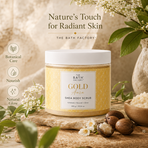 Exfoliante Corporal Nutritivo de Manteca de Karité The Bath Factory, Fórmula Aura Dorada para una Piel Suave, Tersa y Luminosa - Product Image 1