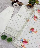 Setelan Salwar Kameez Pesta Vintage Bergaya Sederhana untuk Wanita, 3 Potong Katun Anarkali, Atasan, Bawahan, dan Dupatta, Cepat Kering