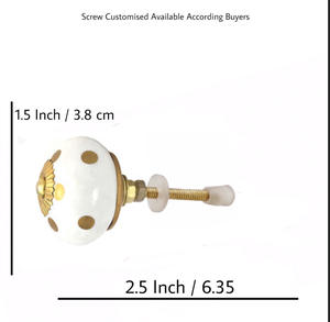 ลูกบิดเซรามิกสีทองลายจุดสีขาวออกแบบอุตสาหกรรมสไตล์ตู้ลิ้นชักมือจับดึงสำหรับห้องครัวห้องนั่งเล่นห้องรับประทานอาหาร - Product Image 3
