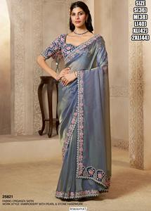 Traditional Designer Organza Wedding Wear Designer -<b>Stitched</b> Saree with Blouse - Product Image 6