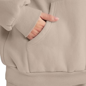 ชุดเสื้อกางเกงวอร์มทรงหลวมสำหรับผู้หญิงแฟชั่นฤดูหนาว2ชิ้นโอเวอร์ไซส์ออกแบบได้ตามต้องการฤดูใบไม้ร่วงฤดูหนาว - Product Image 6