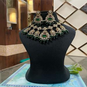 Beautiful High Quality Gold Polish Design Kundan <b>Necklace</b> Set Earrings for Women Designer Jewelry for Wedding Wear - Product Image 1