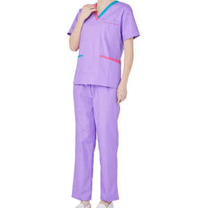 Venta caliente mujeres logotipo personalizado lona enfermera Scrub antiarrugas secado rápido 100% algodón Hospital Scrubs traje al por mayor - Product Image 3