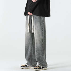 Jeans de Corte Bootcut de Algodón para Hombre, Estilo Informal, Cintura Media, Elásticos, Bonitos, Talla Grande, Pierna Ancha, Banda Elástica, OEM Personalizado ANSZKTN - Product Image 4