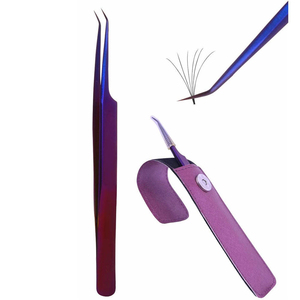 Pinces à cils professionnelles de haute qualité, antistatiques, en acier inoxydable, à pointe fine, antimagnétiques, avec poignée confortable - Product Image 6