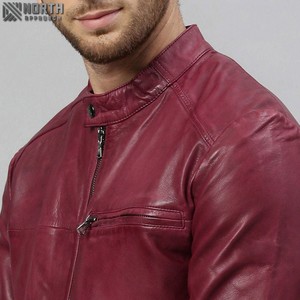 Veste en cuir pour hommes de couleur unie au design personnalisé pour l'hiver Streetwear à col montant avec veste en similicuir de style 2025 - Product Image 5