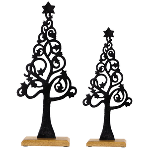 Dernières décorations d'arbre de Noël en bois et en métal, décorations artisanales d'intérieur, ornements d'arbre de Noël, arbre de Noël de couleur noire - Product Image 5