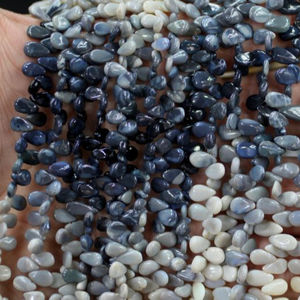 ลูกปัดโอปอลสีดำจากออสเตรเลีย4X6MM เส้นใยขนาด8นิ้วลายลูกแพร์เกรด AAA อัญมณีแบบหลวม - Product Image 1