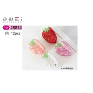 Surtido de pinzas para el cabello de color fruta 6,5 CM estilo fresa - Product Image 1