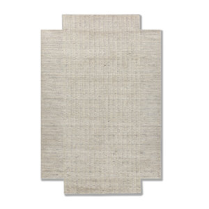 Tapis en jute ivoire Contour Classic 9x12 rectangulaire, moquette moelleuse tissée à la main en laine pour la maison, couleur unie, couloir, épaisseur 10 mm - Hwl-440 - Product Image 1