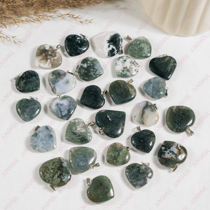 Pendentifs en agate mousse de qualité supérieure, grade AAA, magnifiques, intemporels, unisexes, en forme de cœur, à prix bas - Product Image 1