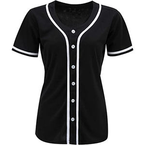 Jersey de béisbol con botones Hip Hop negro sólido personalizado para mujer al por mayor proveedor de camisetas de béisbol \ Softball de Pakistán - Product Image 1