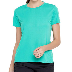 Camisetas de mujer personalizadas de la mejor calidad, cuello redondo, manga corta, estilo informal de lona, logotipo personalizado y paquete de 20 colores para el verano - Product Image 1