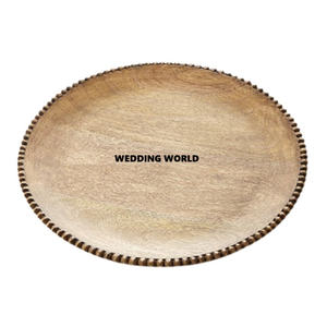 Assiette en bois enduit de poudre noire forme ronde fantaisie concepteur fait à la main mariage et ustensiles de cuisine en gros assiette en bois - Product Image 6