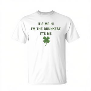 T-shirt unisexe pour adulte à manches courtes et col rond avec impression numérique promotionnelle - It's Me Hi I'm The Drunkest - Product Image 3