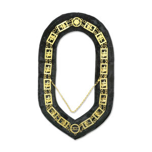 Gran Logia con diamantes de imitación y collar de cadena masónica de terciopelo púrpura - Product Image 3