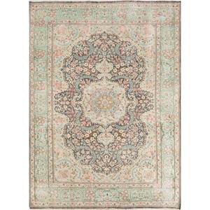 Tapis en laine Aalam style classique Paem-1473 gris et noir, noué à la main, tissage plat, motif médaillon, grand tapis en jute pour salon - Product Image 1