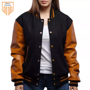 Chaqueta universitaria de cuero de calidad superior de venta superior Abrigos de cuello alto con logotipo universitario y béisbol bordados personalizados - Product Image 4