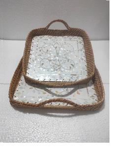 Vente chaude Tailles personnalisables Plateau rond en bois incrusté d'os Décoratif et utilisable pour la maison et le mariage - Product Image 1