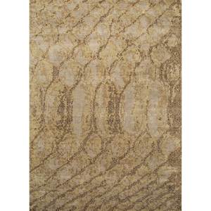 พรมขนสัตว์ผสมไหมถักมือสีเบจและสีน้ำตาลลายพันซี่ สำหรับใช้ในบ้าน รูปทรงสี่เหลี่ยมผืนผ้า สำหรับห้องนั่งเล่น ลายภาพนามธรรมแบบจิ๊กซอว์ รุ่น NRA-859 - Product Image 1