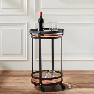 Wholesale Portable <b>Utility</b> Movable 2 Tiers Trolley Rolling <b>Bar</b> Cart Rack Storage Creative Small Coffee Table With Wheels - Product Image 1