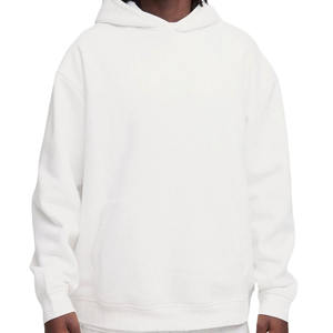 เสื้อฮู้ดผ้าฝ้ายสวมหัวแขนยาวสีขาวสำหรับผู้ชายโอเวอร์ไซส์โอเวอร์ไซส์ผ้าคอตตอนแบบลำลองมีกระเป๋า - Product Image 4