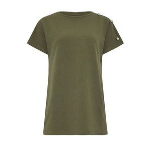 Camiseta de cuello redondo para mujer, camiseta informal de algodón de manga corta, suave, cómoda, transpirable, para uso diario, Top básico de moda - Product Image 1